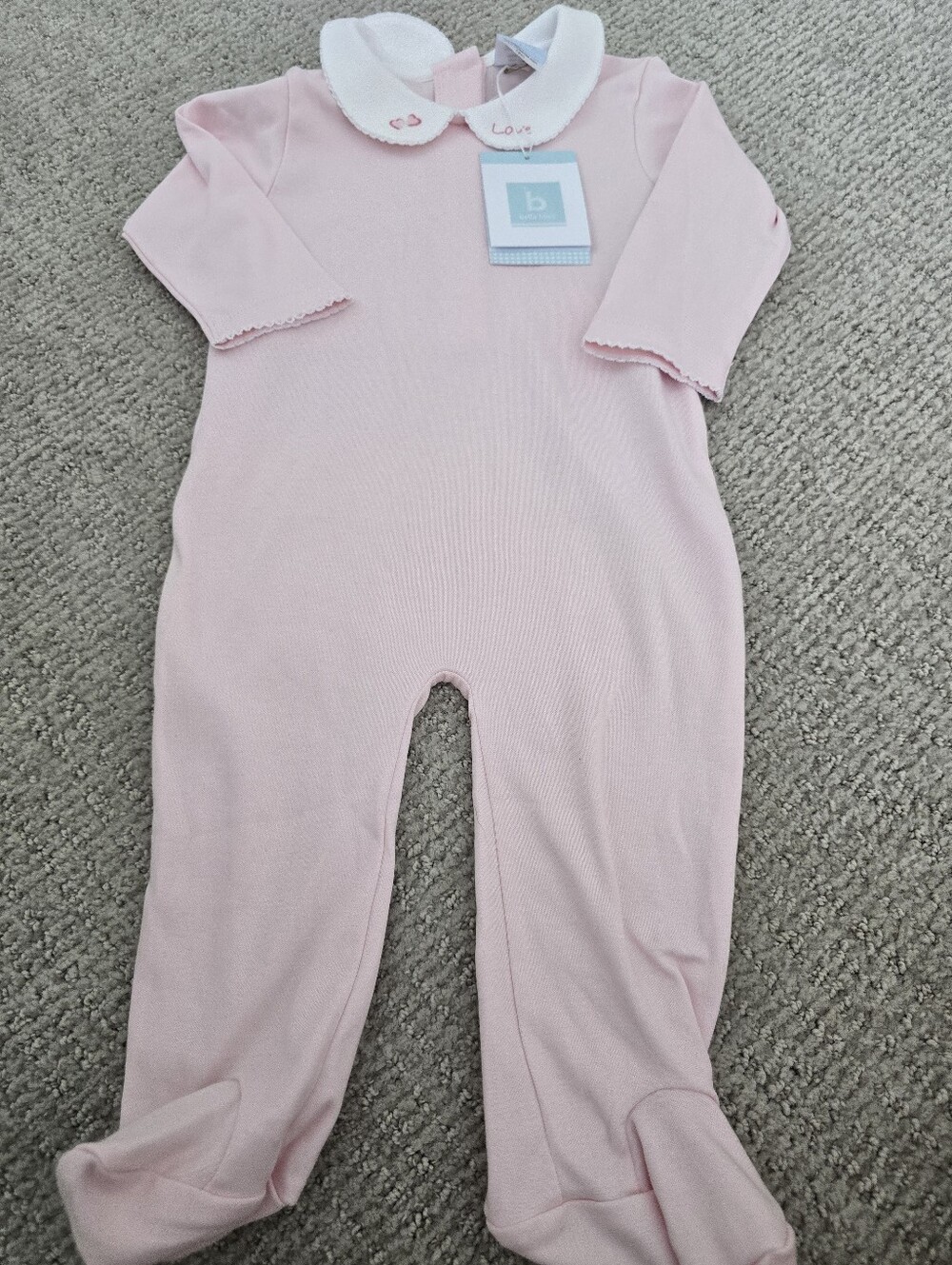 Baby Pink Footed One-Piece with Peter Pan Collar - Brand: Bella Bliss